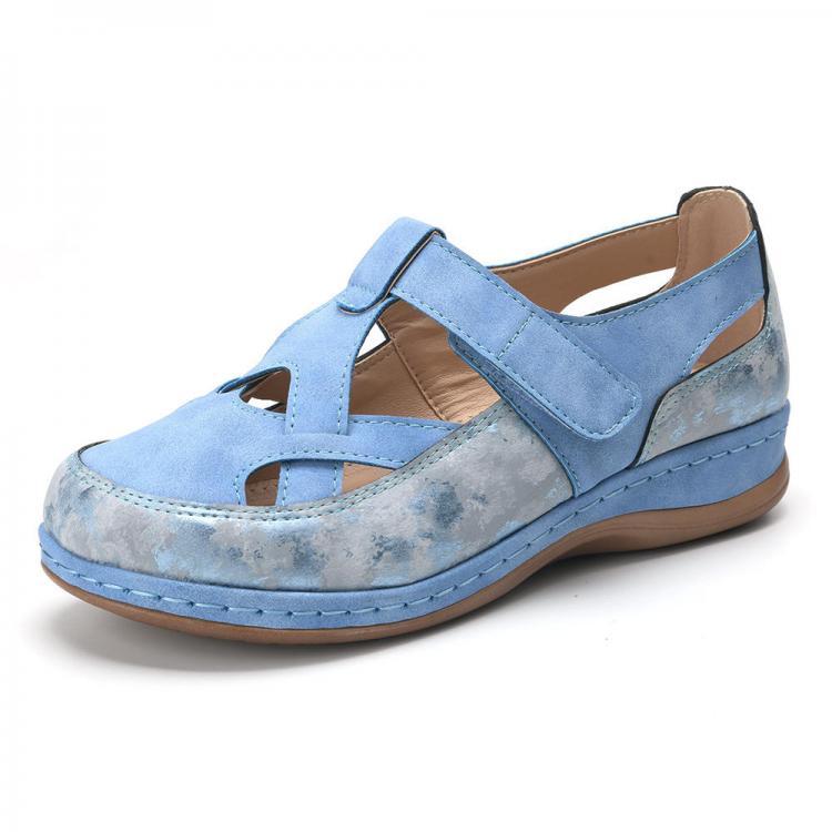 shopping נעלי נשים Lostisy Women Large Size Casual Cross Strap Hollow Out Hook Loop Comfortable Flats