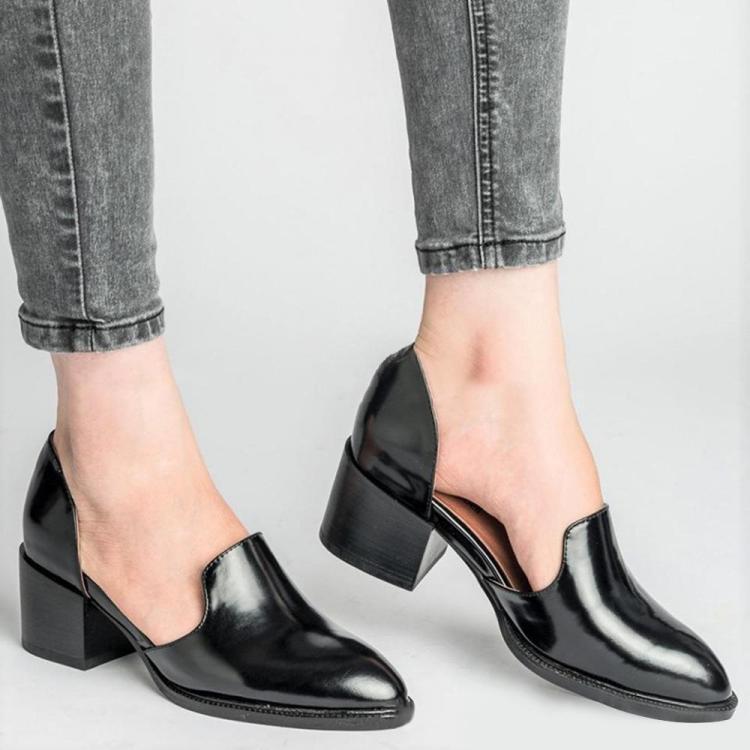 shopping נעלי נשים US Size 5-11 Chunky Heel Pumps Casual Slip On Shoes