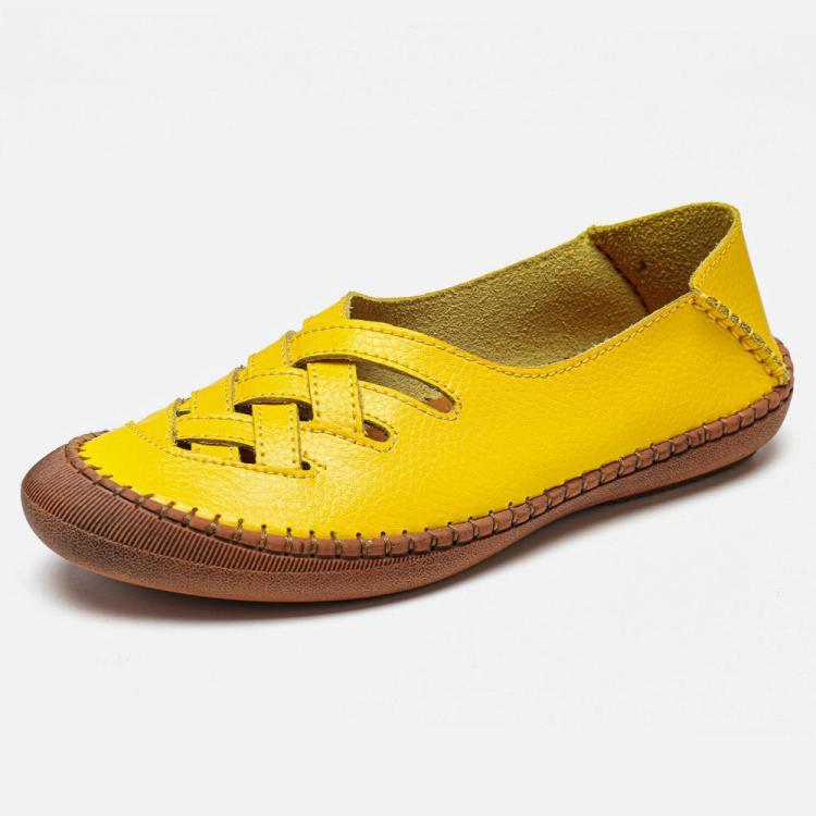 shopping נעלי נשים Women Genuine Leather Breathable Plus Size Hollow Spring Casual Flats Loafers
