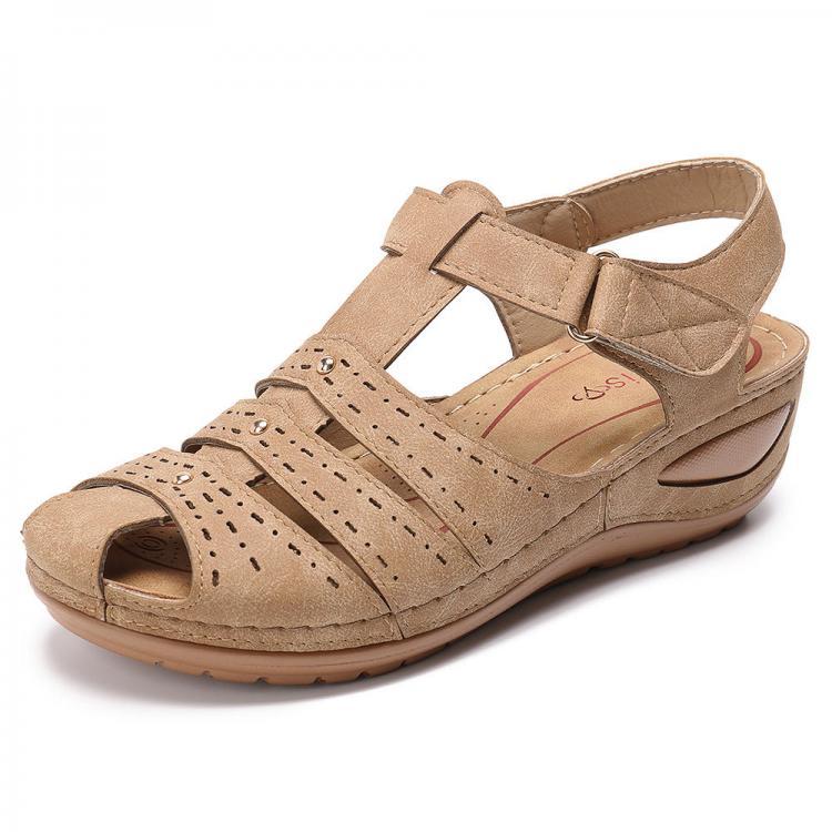 shopping נעלי נשים LOSTISY Lightweight Rivet Gladiator Hook Loop Soft Sandals