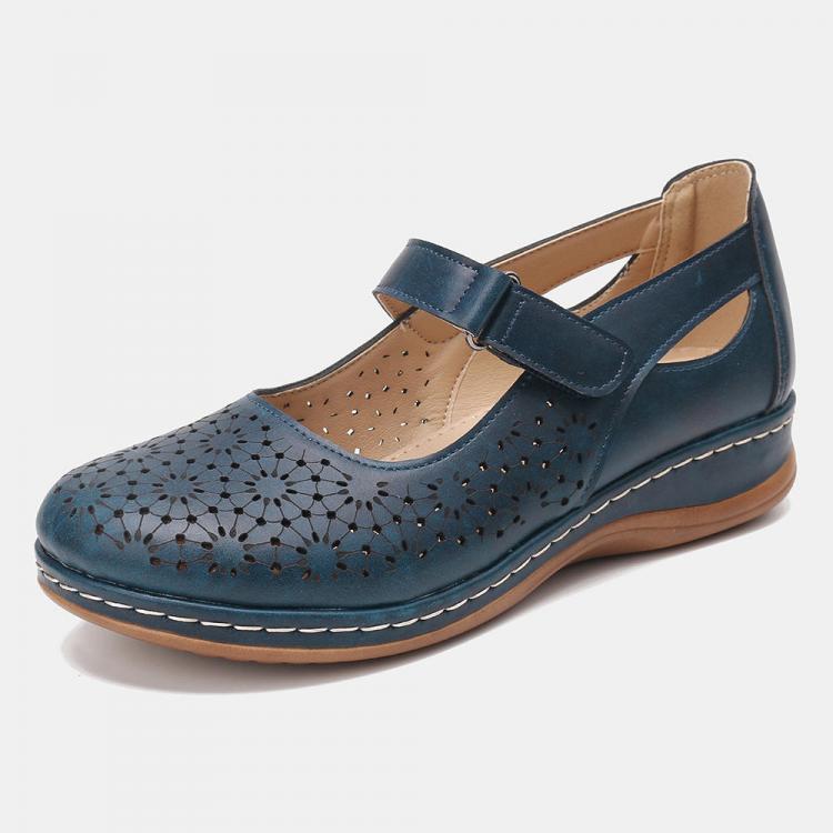 shopping נעלי נשים LOSTISY Women Hollow Out Breathable Comfy Hook Loop Spring Flats Casual Shoes