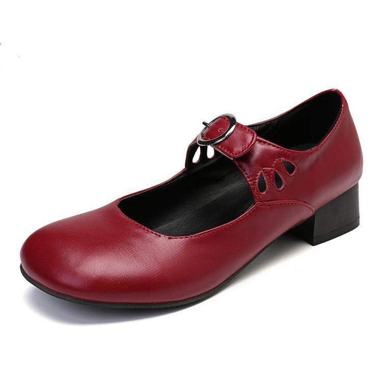 shopping נעלי נשים Large Size Woemn Retro Hollow Out  Low heel Pumps