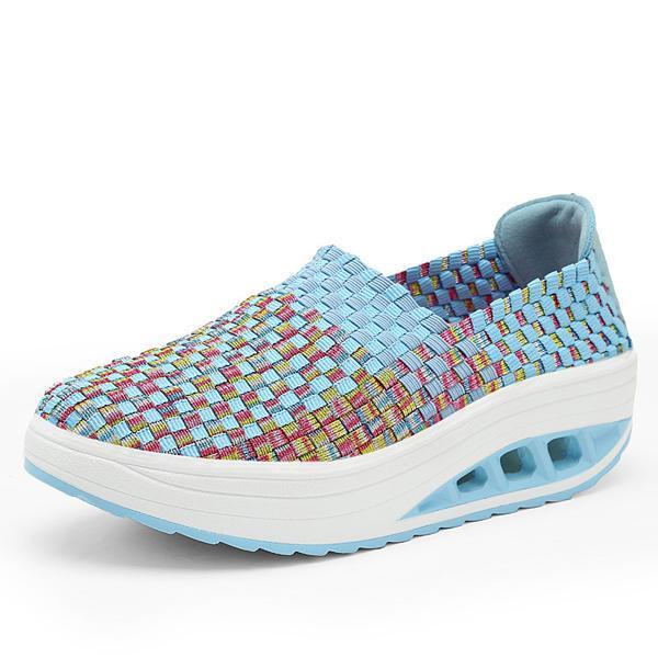 shopping נעלי נשים Colorful Rocker Sole Shoes Handmade Knit Shake Shoes Casual Slip On Sneakers