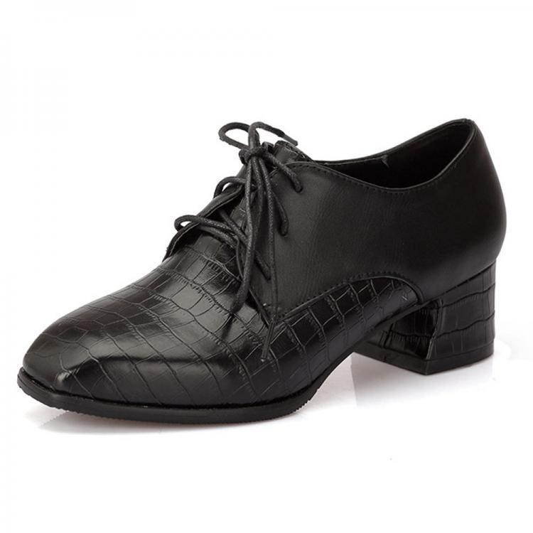 shopping נעלי נשים Women Pumps Crocodile Pattern Lace Up Ankle Boots