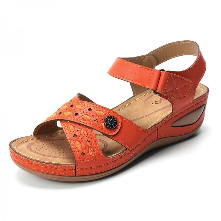 shopping נעלי נשים Lostisy Large Size Women Comfy Hollow Out  Hook Loop Sandals