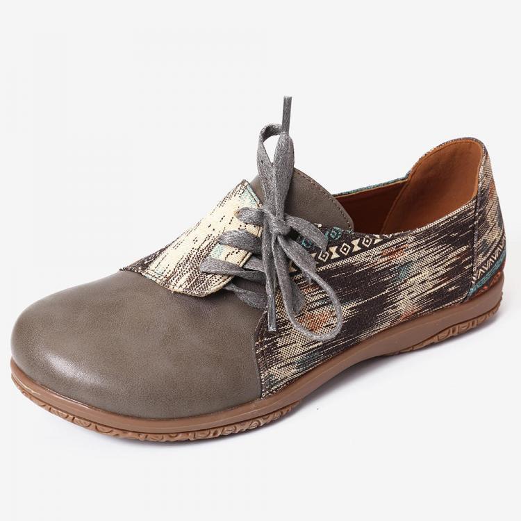 shopping נעלי נשים LOSTISY Women Plus Size Printed Slip Resistant Lace Up Flats Casual Shoes