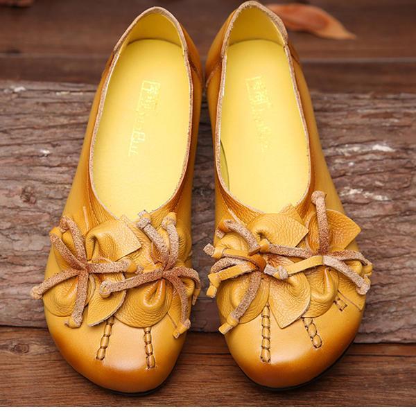 shopping נעלי נשים SOCOFY Genuine Leather Floral Tassel Comfortable Slip On Casual Flats Shoes