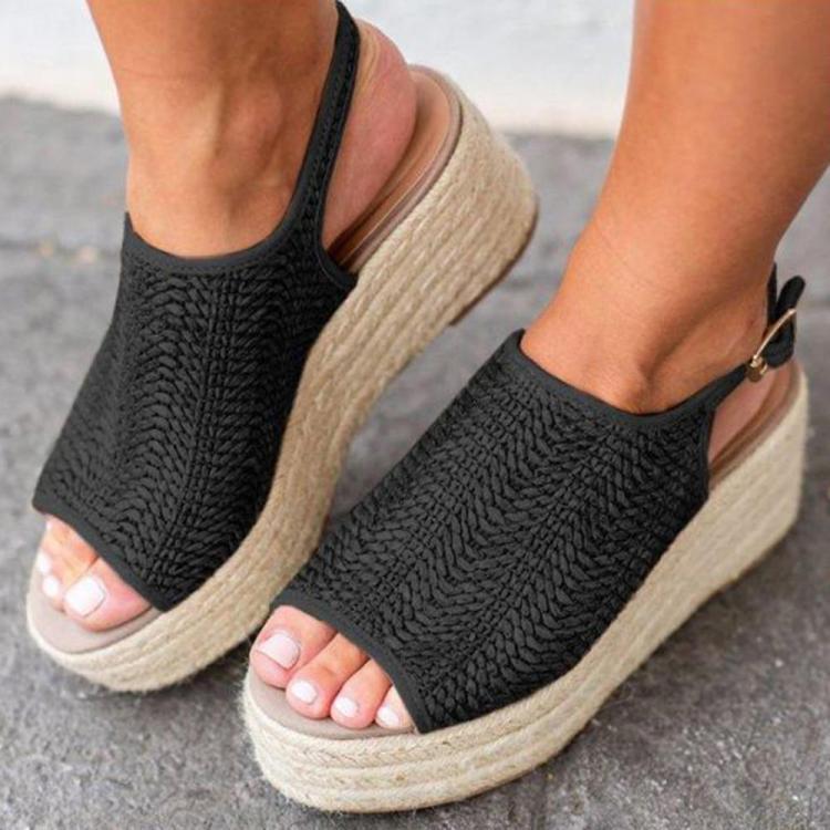 shopping נעלי נשים Large Size Peep Toe Weaving Platform Sandals For Women