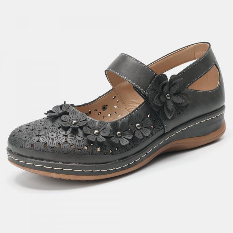 shopping נעלי נשים LOSTISY Women Comfy Flowers Hollow Hook Loop Flats