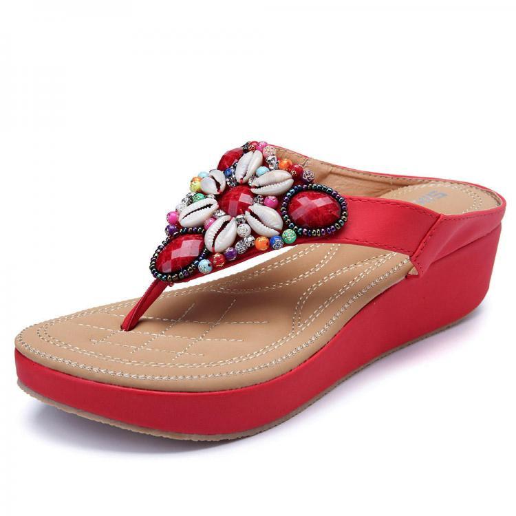 shopping נעלי נשים Women Summer Beach Rhinestones Bohemian Casual Sandals