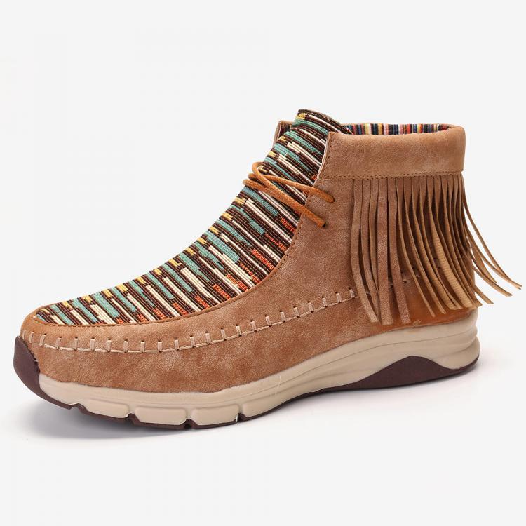 shopping נעלי נשים LOSTISY Tassel Stitching Colorful Stripe Outdoor Slip Resistant Ankle Boots