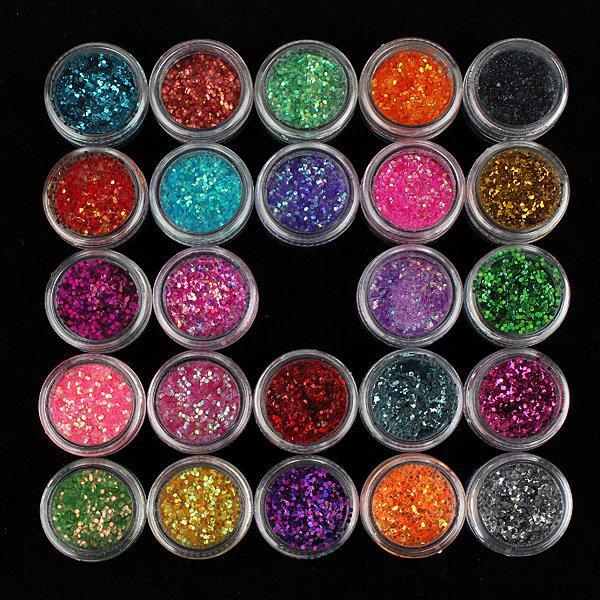 shopping ציפורניים Diamond Glitter Powder Slice Nail Art Tip Decoration 24 colors