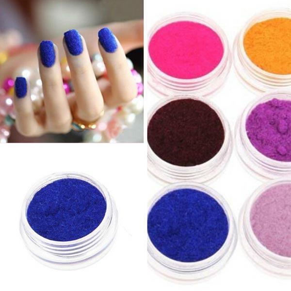 shopping ציפורניים 12 Colors Velvet Powder Dust Nail Art Tool Decoration Set