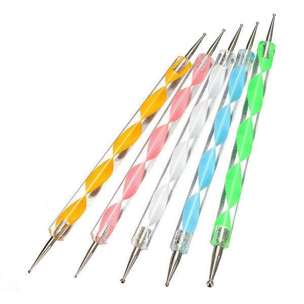 shopping ציפורניים 5Pcs 2 Ways Color Nail Art Dotting Marbleizing Paint Pen