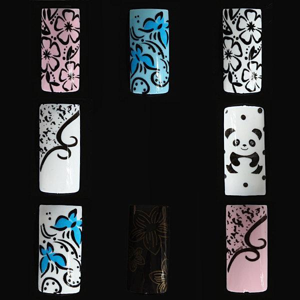 shopping ציפורניים 100pcs Flower Panda Pattern Half False DIY Nail Art Tips