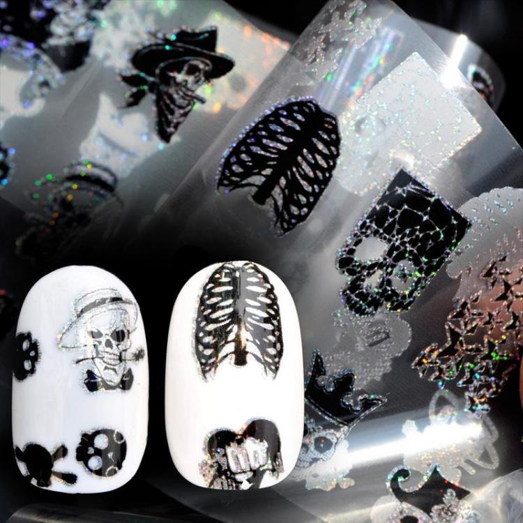 shopping ציפורניים Dancingnail Nail Sticker Halloween Skull Head Punk Style Zombie Design