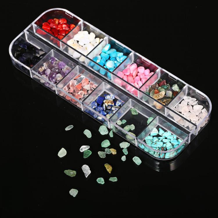 shopping ציפורניים 12 Grid Nail Art Acrylic 3D Rhinestone Glitters Beads Studs DIY Tips Decoration