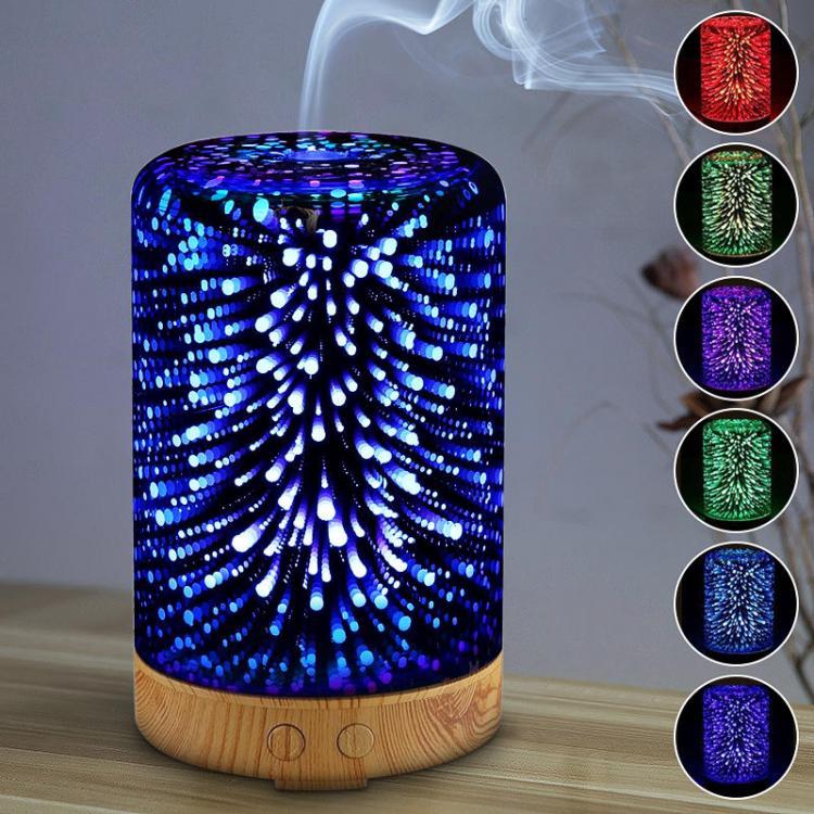 shopping טיפוח העור 3D Glass Light Essential Oil Aroma Diffuser Ultrasonic Humidifier Aromatherapy
