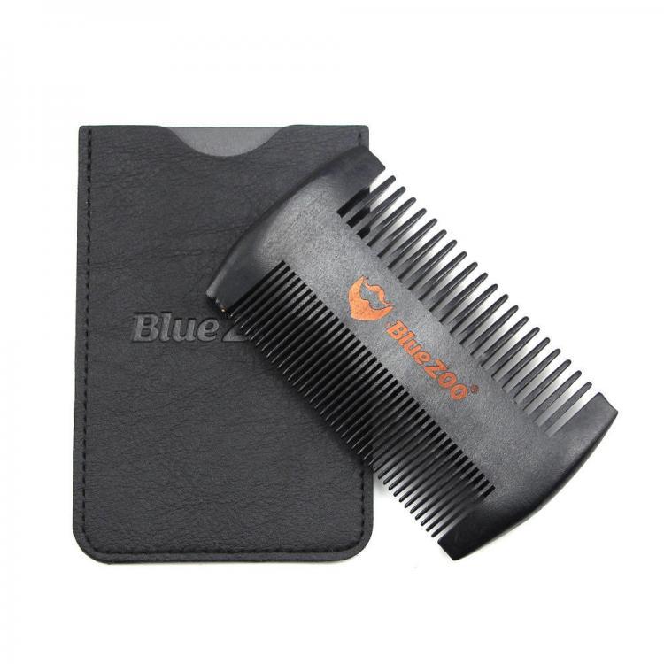 shopping טיפוח העור Pear Wood beard double comb + PU leather bag anti-static beard care comb men's portable hair brush