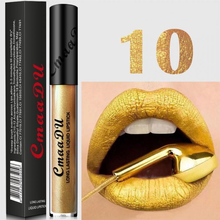 shopping איפור Cmaadu Metal Matte Lip Gloss Makeup Lipstick Sexy Sequin Waterproof Long Lasting Blue Cosmetic