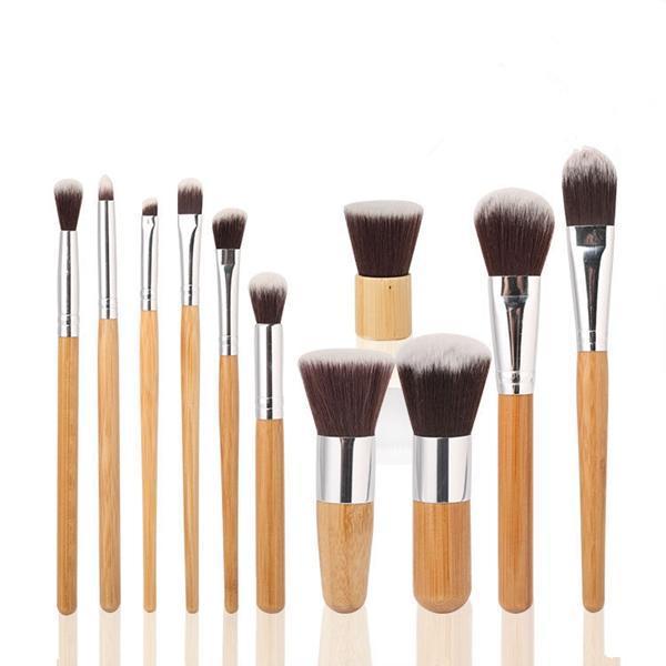 shopping איפור MAANGE 11 Pcs Bamboo Handle Makeup Eyeshadow Blush Concealer Brush Set