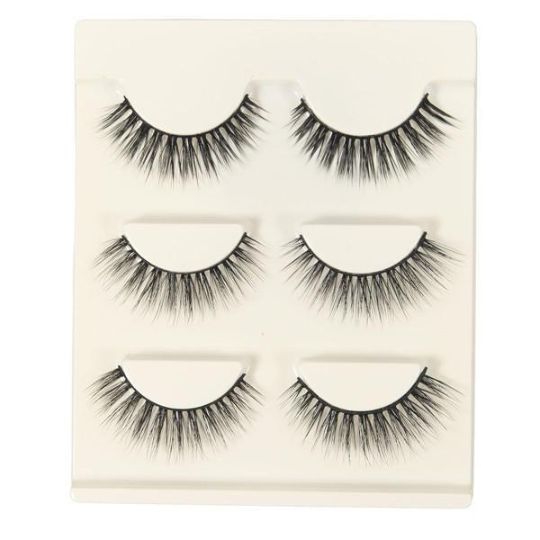 shopping איפור 3 Pairs False Eyelashes Makeup Black Handmade Cluster Natural Long Eyelashes