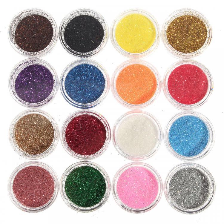 shopping איפור 16 Colors Eye Shadow Pigment Glitter Powder Spangle Set Nail Art Decoration DIY Bling Party Shimmer Makeup