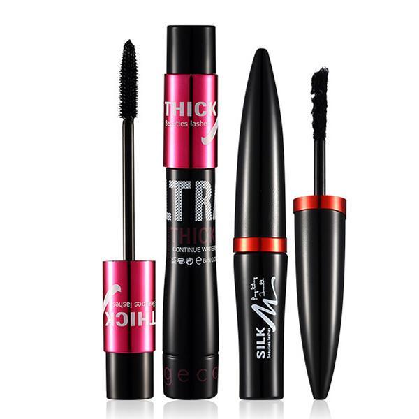 shopping איפור Black Silk Mascara Makeup Set Eyelashes Extension Lengthening Volume 3D Fiber Waterproof