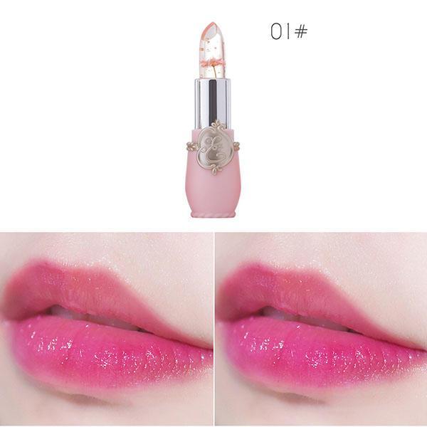 shopping איפור Temperature Change Color Flower Jelly Lipstick Waterproof Transparent Lips Balm Long Lasting