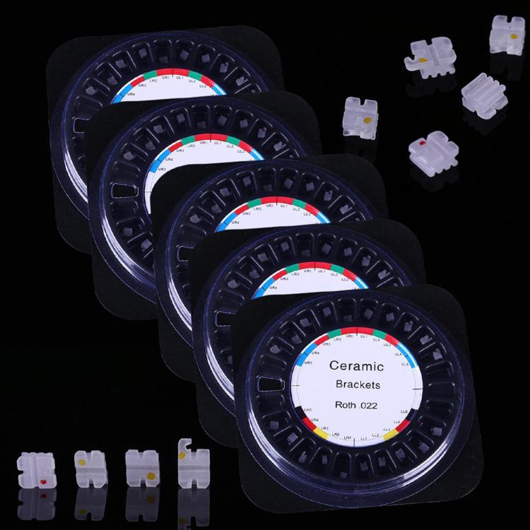 shopping טיפוח חלל הפה והשיניים 5 Boxes Dental Teeth Orthodontic Ceramic Bracket Braces Roth .022 Hooks 3-4-5