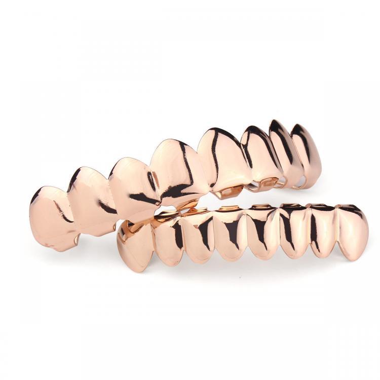 shopping טיפוח חלל הפה והשיניים 2Pcs Gold Silver Plated Custom Teeth Grill 8 Tooth Hip Hop Top &amp; Bottom Teeth Grill Removable Mouth Grillz set