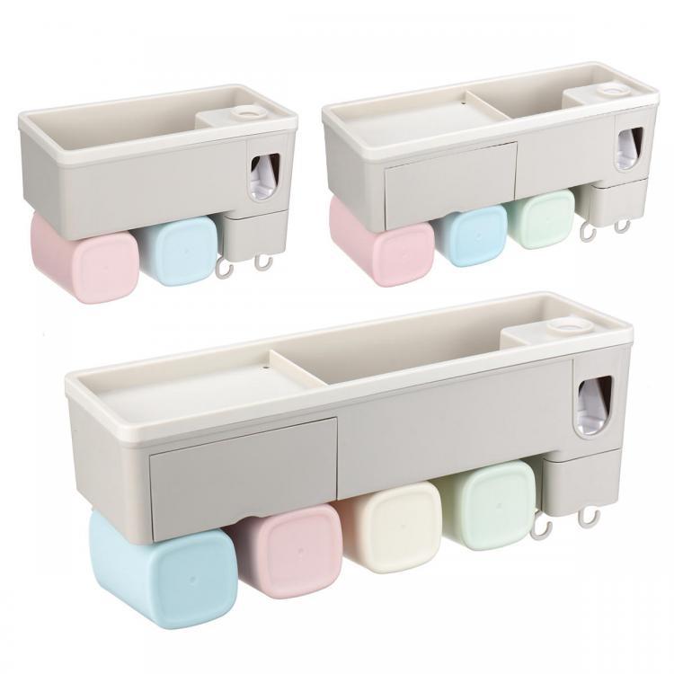 shopping טיפוח חלל הפה והשיניים Toothbrush Holder Toothpaste Squeezer Stand Organizer Plastic Bathroom Storage Rack Set