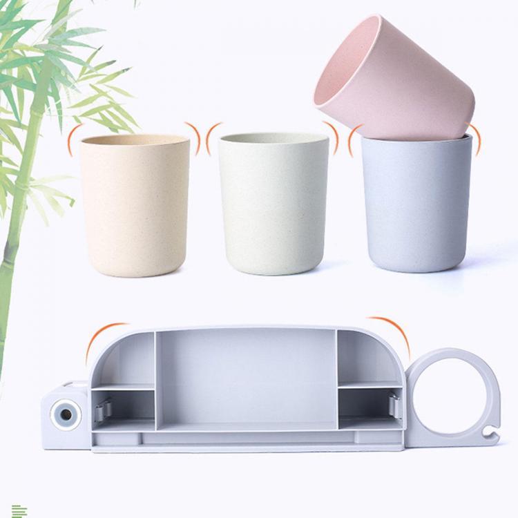 shopping טיפוח חלל הפה והשיניים 4 in 1 Automatic Toothpaste Dispenser+Toothbrush+Hair Dryer+Mug Holder Set Wall Mount