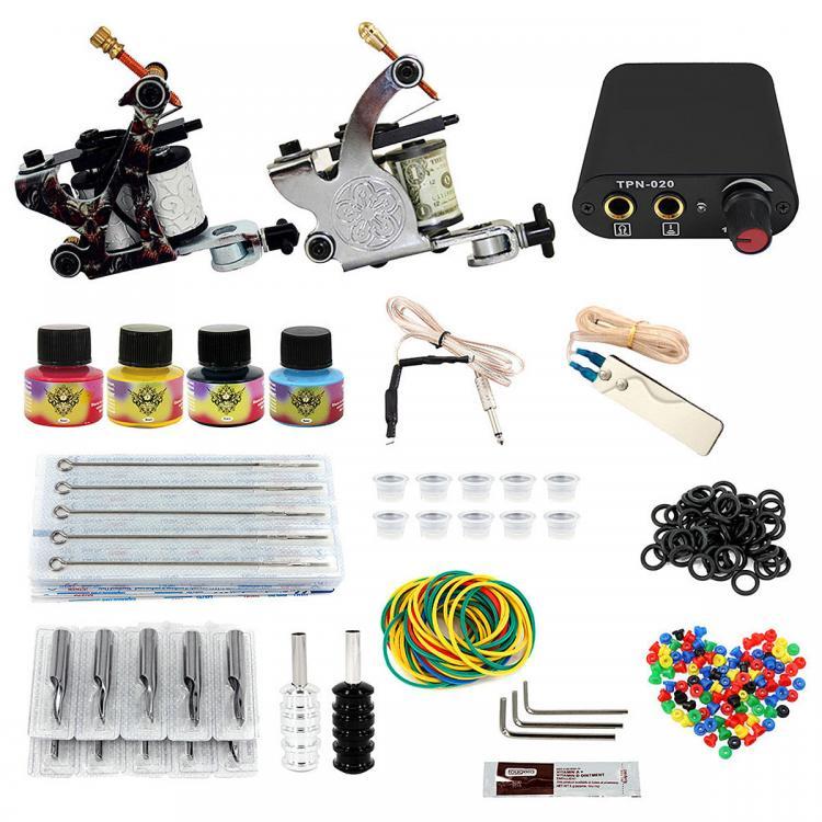 shopping קעקועים 8-10V Professional 2 Tattoo Machine Tools Kit Equipment Power Supply