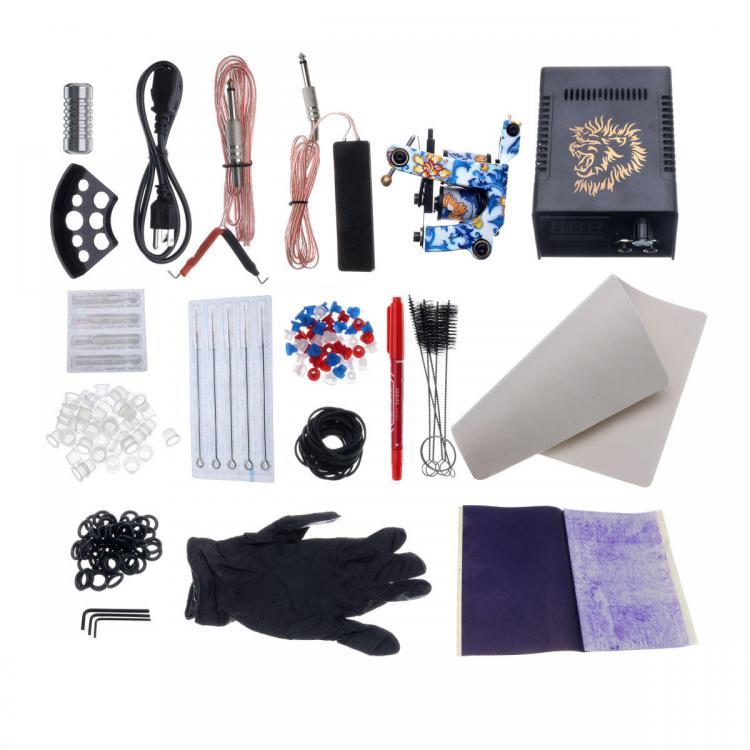 shopping קעקועים Professional Complete Tattoo Kit Pro Machine Set Tattoo Power Supply kit with Coils Needle Tip suitable for Beginner Body Art