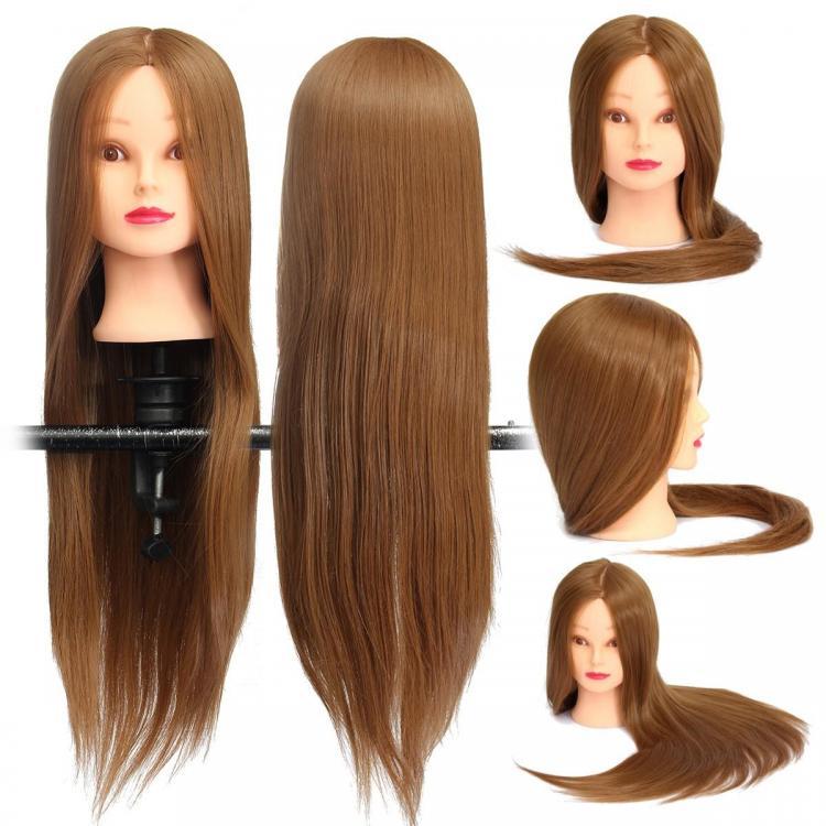 shopping שיער ואביזרים Brown 18 Inch Long Straight Hair Training Model Mannequin Practice Head Salon Cutting