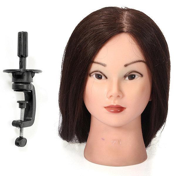 shopping שיער ואביזרים 18 inch Long Real Human Hair Practice Models Hairdressing Training Head with Clamp