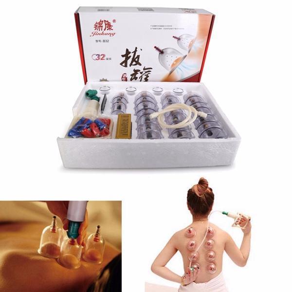shopping מודדי לחץ דם וחום Traditional Chinese 32 Cups Vacuum Suction Cupping Kit Magnet Massage Slimming Cup Set
