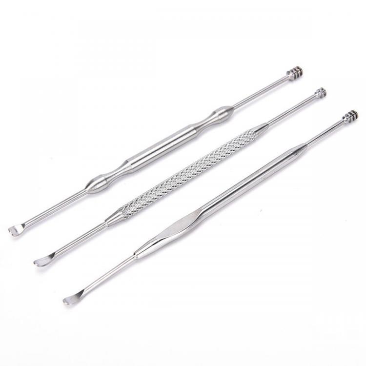 shopping מוצרי בריאות 3pcs Spiral Silver Ear Wax Removal Earpick Cleaner Kit Curette Tool