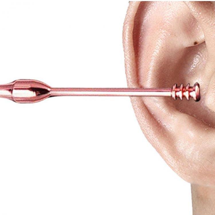 shopping מוצרי בריאות 3pcs Ear Pick Ear Wax Remover Earpick Cleaner Kit Curette Cleaning Set Rose Gold Stainless Steel