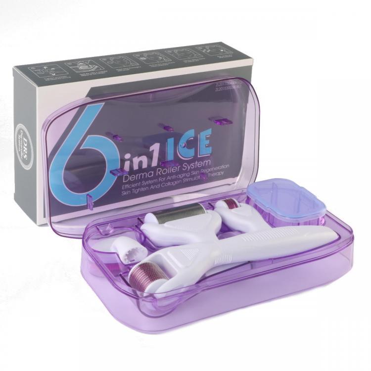 shopping מוצרי בריאות 6 in1 Derma Titanium Roller Kit Micro Needle Therapy Massager 0.5/1.0/1.5/2.0mm