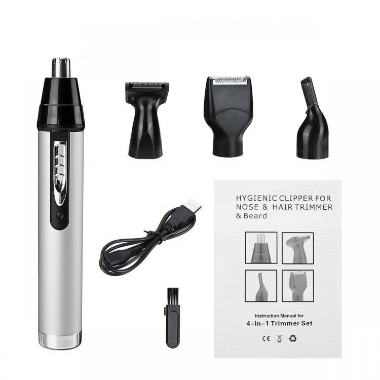 shopping ציוד גילוח והסרת שיער USB Charge 4 In 1 Electric Nose Hair Trimmer Cordless Razor Sideburn Clipper Men Women Groomer