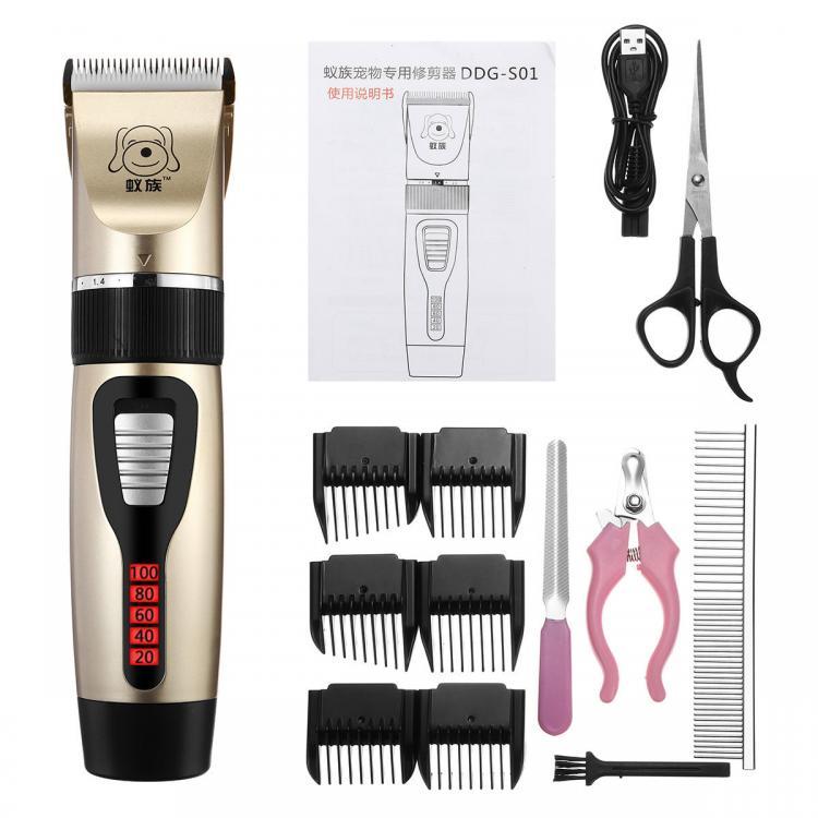shopping ציוד גילוח והסרת שיער Pet Dog Hair Clipper Grooming Trimmer Kits Cordless Quiet Electric E-Shaver Epilator Set