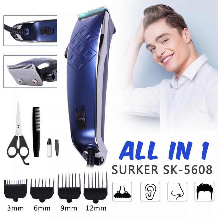shopping ציוד גילוח והסרת שיער SURKER SK-5608 Adjustable Rechargeable Hair Clipper Electric Wired Hair Trimmer Professional Family Home Barber Haircut Machine