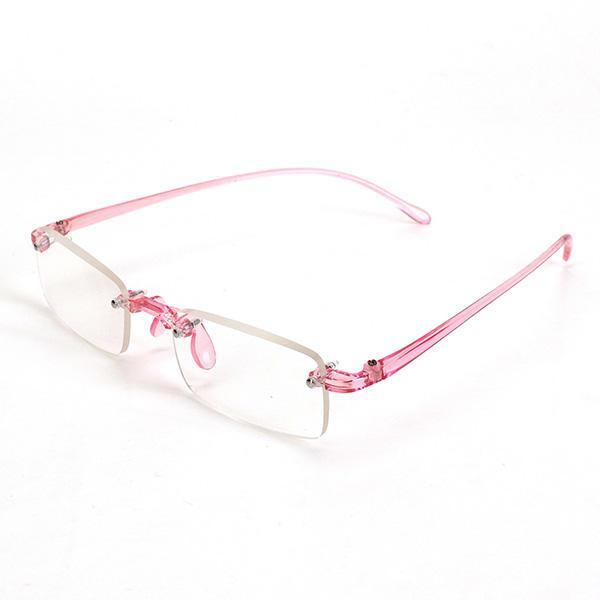 shopping משקפי קריאה Pink Rimless Light Presbyopic Reading Glasses Fatigue Relieve Strength 1.0 1.5 2.0 2.5 3.0