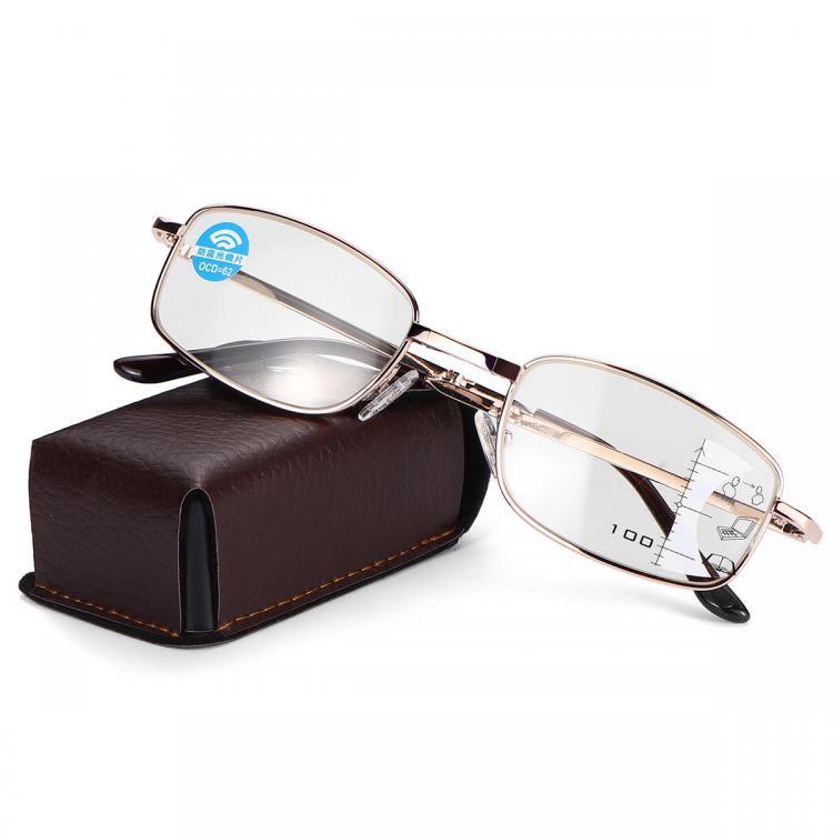 shopping משקפי קריאה Anti-fatigue Progressive Multi-focus Reading Glasses Foldable Metal Frame Anti-blue Mini Vintage Reading Glasses