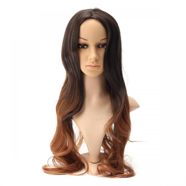 shopping פיאות ותוספות שיער Women's Long Wavy Curly Hair Synthetic Wig Black Brown Ombre Cosplay Party Wig