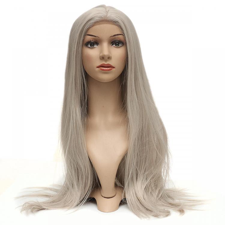 shopping פיאות ותוספות שיער 28inch Straight Bang Synthesis Hair Long Full Wig Cosplay Former Lace Women