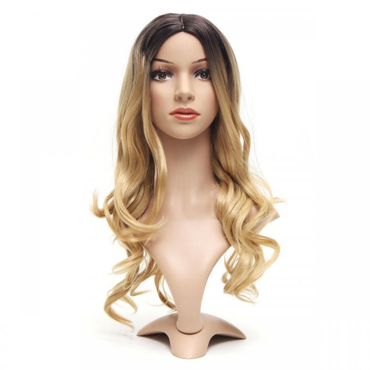 shopping פיאות ותוספות שיער Women Wig Full Synthetic Long Wavy Hair Ombre Blonde Party Wigs