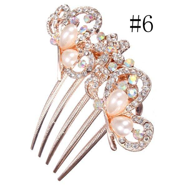 shopping פיאות ותוספות שיער Flower Crystal Rhinestone Pearl Hair Clip Comb Pin Hairpin